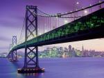 Bay Bridge at Dusk From Yerba Buena Island, San Francisco, California