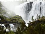 A Waterfall Near a Small Sami Fishing Village in Norway