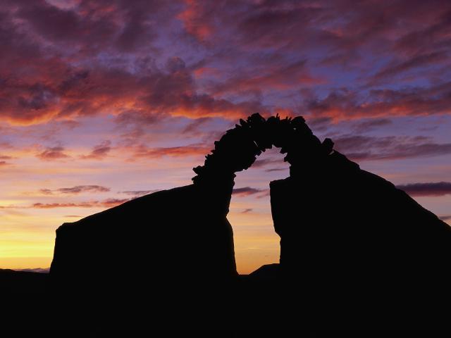 Natural Arch at Sunset, South Central Highlands, Iceland
