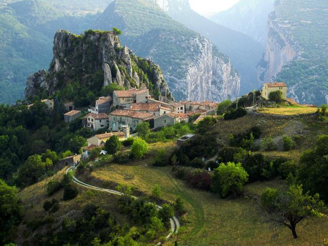 The Village of Rougon Sits Above the Grand Canyon of Verdon in Haute-Provence France