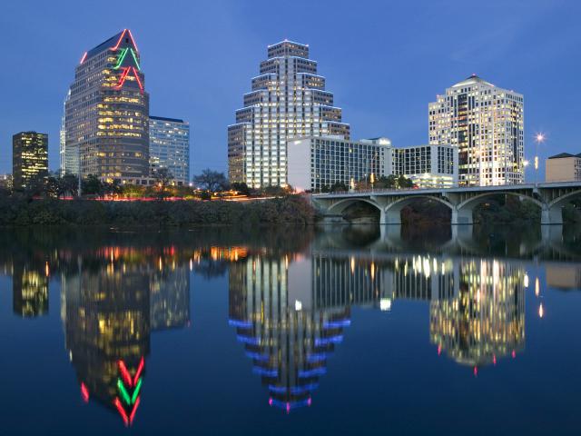 Austin Skyline along Town Lake Texas