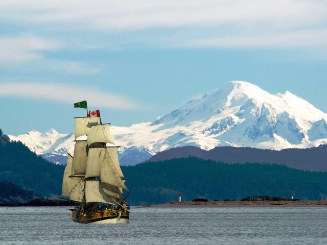 Lady Washington Sailing Off Saanich Peninsula Vancouver Island British Columbia