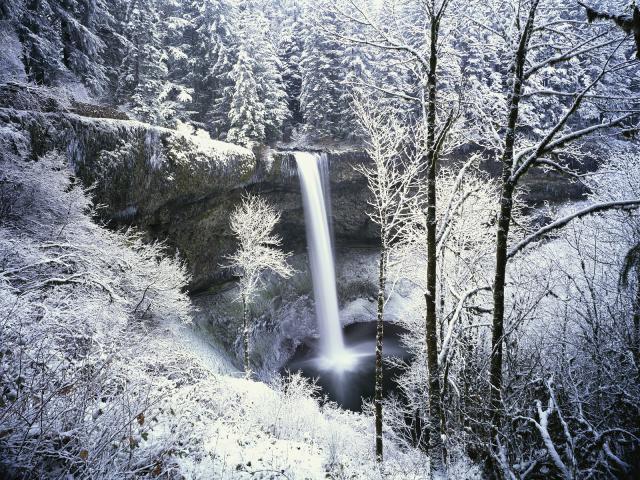 Wintry Waterfall Silver Falls State Park Oregon