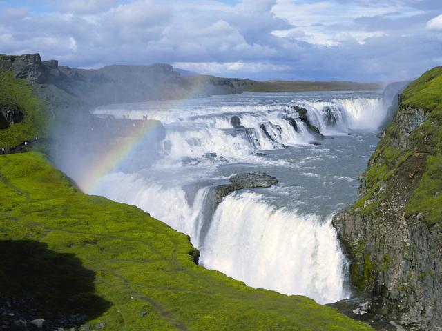 Rainbow Over Gullfoss Waterfall, Iceland