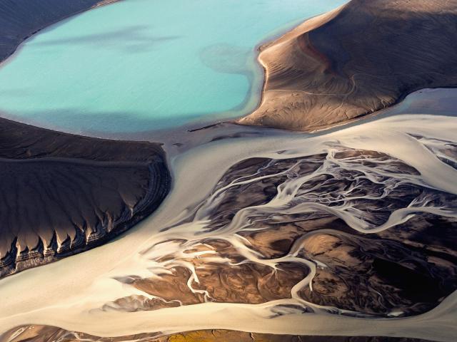 River Markarfljot Emptying Into a Lake, Iceland