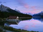 Maligne Lake at Dusk, Jasper National Park, Alberta, Canada