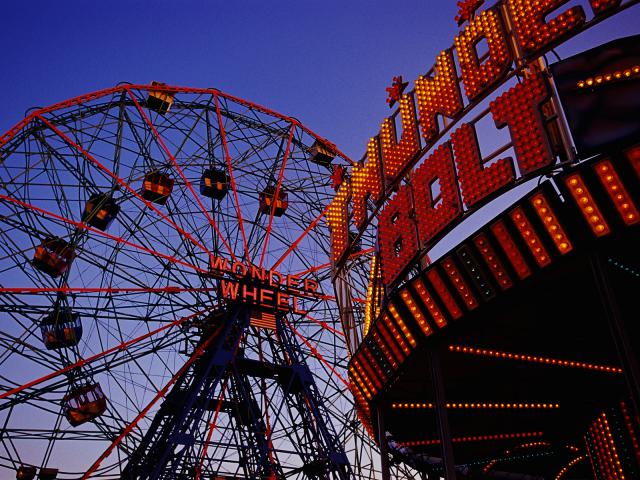 Wonder Wheel and Thunder Bolt, Coney Island, Brooklyn, New York