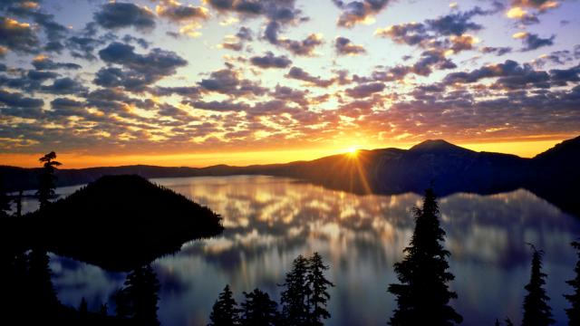 Sunrise Over Crater Lake, Cascade Range, Oregon