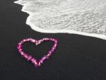 Heart Shaped Lei on a Black Sand Beach