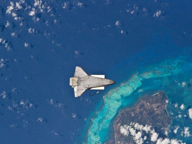 Space Shuttle Separating from the International Space Station