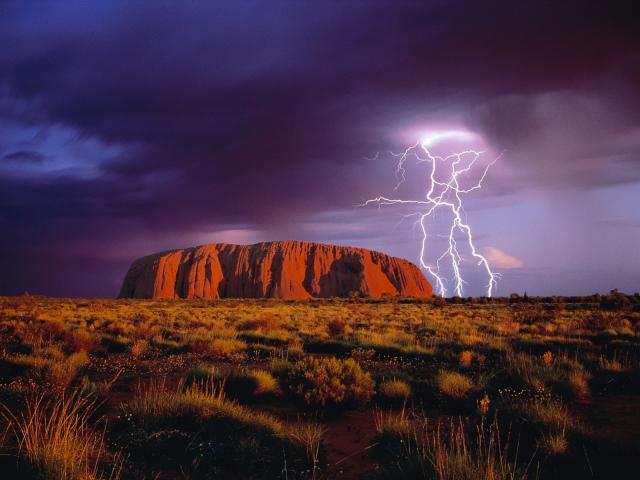 Lighting Storm Uluru National Park Australia