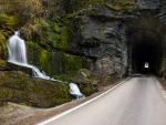 Waterfall and Tunnel on Moon Pass Road, South of Wallace, Idaho